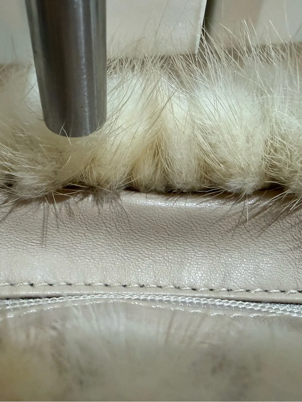 Paolo Masi Faux Fur Shoulder Bag in Beige and Tan with Tassel